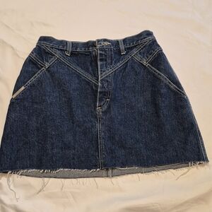 Vintage Gitano Indigo Denim Mini Skirt with Frayed Hem